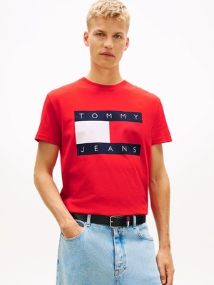 Tommy Hilfiger Tjm Normal Kesim Büyük Bayraklı Kısa Kollu Erkek Kırmızı T-Shirt DM0DM22645XL8