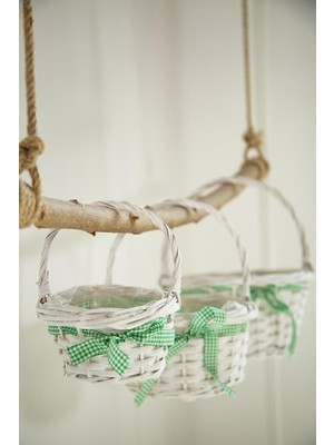 Beyaz 3'lü Hasır Sepet Seti, Şık ve Sağlam Depolama Çözümü