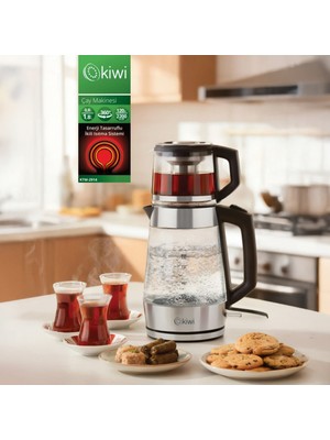 Kiwi KTM-2914 Cam Çay Makinesi - Siyah / Şeffaf - 2200 Watt