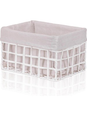 Beyaz Hasır Organizer Sepet, 26X18X16 Cm, Şık ve Kullanışlı Depolama Çözümü