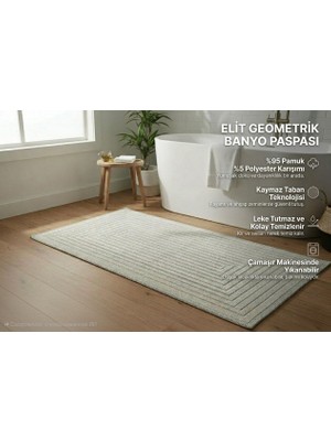 Nikar Home Pamuklu Kaymaz Taban Dikdörtgen Banyo Paspası – Yüksek Emici Pamuk Dokuma Halısı Banyo Mutfak Salon