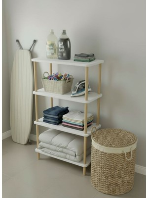 Macco Mobilya 4 Katlı Çevir Kur Banyo Rafı - Çok Amaçlı Salon, Banyo, Havlu, Deterjan Düzenleyici ve Organizer