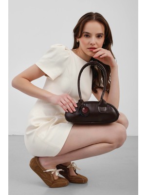 Shule Bags Lisse Charmlı Oval Baget Çanta Acı Kahve