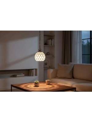 Ömür Avize Grı Askılı Viyana Grı Beyaz Camlı Sarkıt Avize