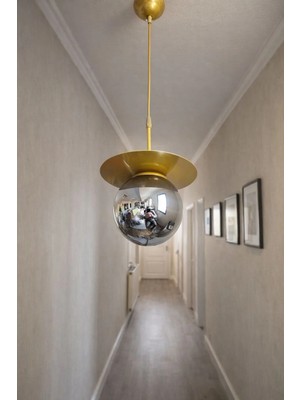 Ömür Avize Tırtıl Eskitme Gold Kasa Globe Camlı Sarkıt Avize