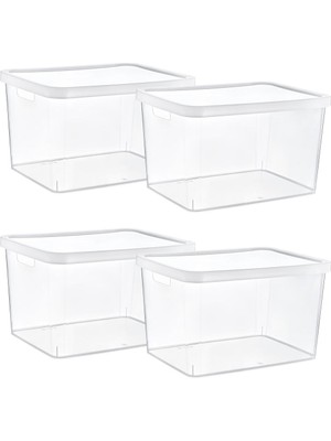 4'lü Çok Amaçlı Şeffaf Kapaklı Kutu Seti, 18 L
