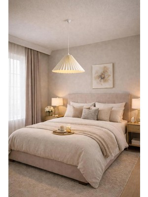 Ömür Avize Elisa Pileli Krem Şapkalı Sarkıt Avize