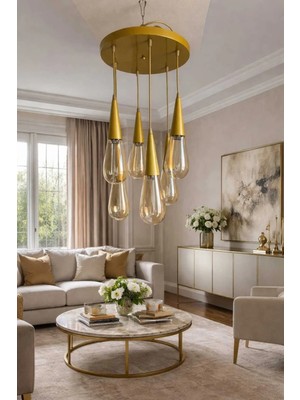 Ömür Avize Oscar E 14 Duylu 6li Kapalı Camlı Sarkıt Avize