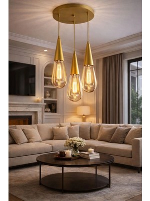 Ömür Avize Oscar E 14 Duylu Kapalı Camlı 3lü Sarkıt Avize