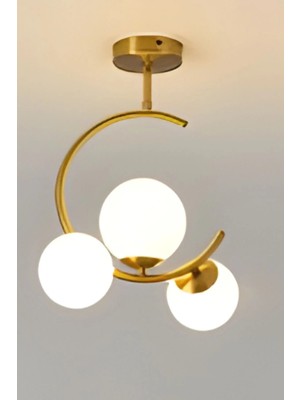 Ömür Avize Atina Gold Kasa Beyaz Camlı Avize