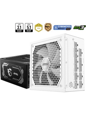MSI Msı Mag A1000GL Pcıe5 Whıte 1000W 80+ Gold Power Supply