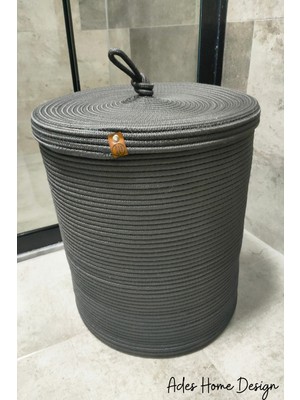 Çok Amaçlı Jüt Çamaşır Sepeti, Kapaklı ve Organizer Özellikli