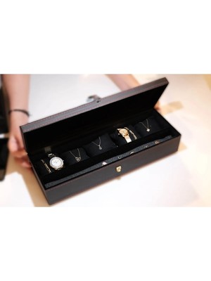 Şık Ahşap ve Deri Kaplamalı Saat Aksesuar Kutusu, Zarif Tasarım