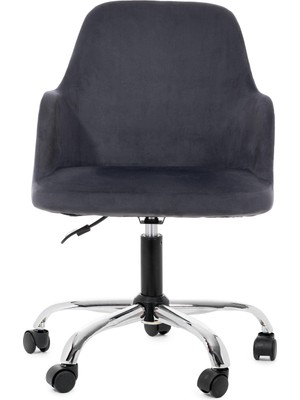 Sude Çalışma Koltuğu Krom Metal Ayaklı Tekerlekli Ofis Sandalyesi – Baby Face Kumaş