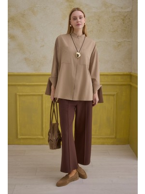 HE-QA Manşet Detaylı Gömlek Latte