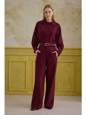 HE-QA Düz Kesim Pantolon Bordo
