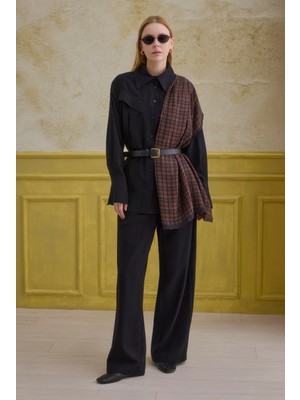 HE-QA Modern Cep Detaylı Gömlek Siyah