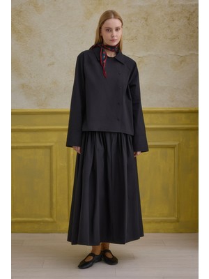 HE-QA %100 Pamuk Kruvaze Gömlek Siyah