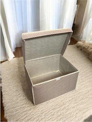 Mini Saklama Kutusu Seti, Krem Puantiye, 30X40X25 Cm, Organizer Kutu