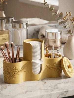 Mcy Dekor Banyo Organizer Seti - Pamukluk, Kulak Çubuğu ve Çok Amaçlı Düzenleyici