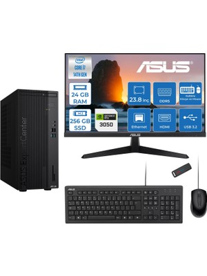 Asus Expertcenter D501MER  Intel® Core™ İ7-14700 24GB Ddr5 256GB SSD 6GB/RTX3050 Freedos +23.8" 120Hz Monitör Mini Tower Masaüstü Bilgisayar 238WD501MER23F06+ZETTAUSBBELLEK