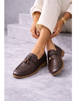 Slipcat Kadın Püskül Detaylı Loafer Makosen Rahat Günlük Ayakkabı Babet