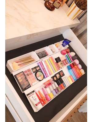 Beyaz 4'lü Stand ve 5'li Organizer Çekmece Içi Düzenleyici Set