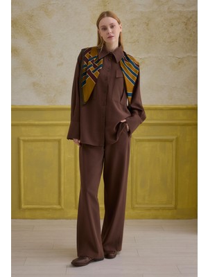 HE-QA Modern Cep Detaylı Gömlek Kahve