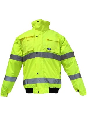 Junıor JN1021/P Waterproof Fosforlu Kolu Çıkmalı Polarlı Pilot Mont Sarı L Beden