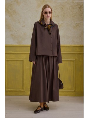 HE-QA %100 Pamuk Kruvaze Gömlek Kahve