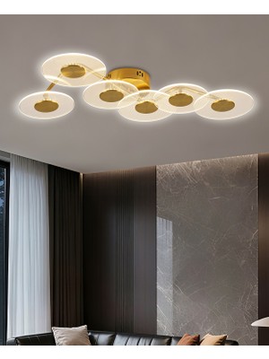 Apliqa Callista 6'lı Gold 3 Renkli Modern Plafonyer LED Avize