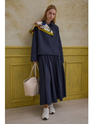 HE-QA %100 Pamuk Kruvaze Gömlek Lacivert