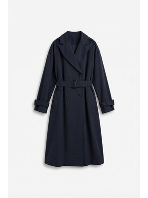 ALLDAY Lacivert-Apoletli Uzun Trençkot