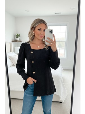 Esranın Dünyası Kadın Uzun Kollu Düğmeli Mevsimlik Bluz – Yumuşak Dokulu, Esnek ve Sıcak Tutan Kumaş