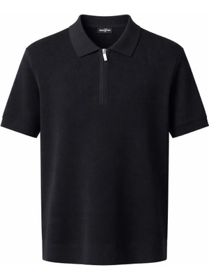 Plus Scorpion Erkek Polo Yaka Armürlü Fermuar Detaylı Slim Fit Triko Tişört