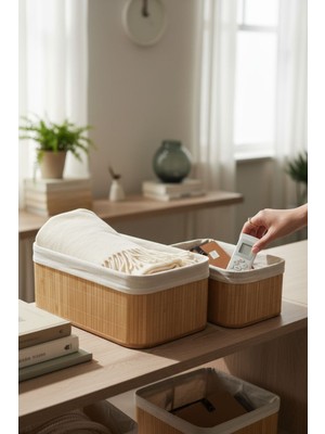 Bambu Çok Amaçlı Düzenleyici Sepet Seti, Şık ve Kullanışlı Tasarım