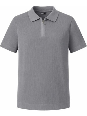 Plus Scorpion Erkek Polo Yaka Armürlü Fermuar Detaylı Slim Fit Triko Tişört
