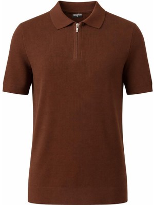 Plus Scorpion Erkek Polo Yaka Armürlü Fermuar Detaylı Slim Fit Triko Tişört