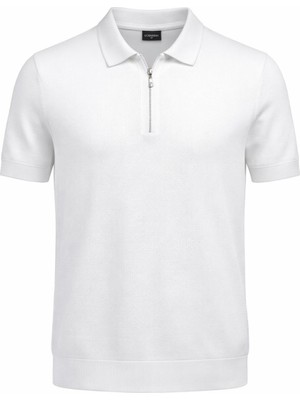 Plus Scorpion Erkek Polo Yaka Armürlü Fermuar Detaylı Slim Fit Triko Tişört