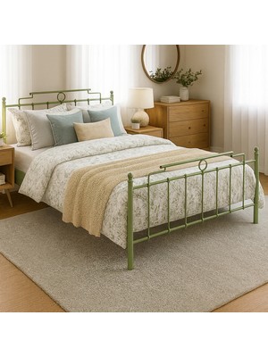 Unimet Hatkus Metal Karyola - Yeşil - Konik Geçme - Konfor Destekli Latalı - 140X190/140X200/150X200/160X200