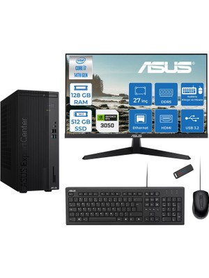 Asus Expertcenter D501MER  Intel® Core™ İ7-14700 128GB Ddr5 512GB SSD 6GB/RTX3050 Freedos +27" 120Hz Monitör Mini Tower Masaüstü Bilgisayar 27WD501MER23F37+ZETTAUSBBELLEK
