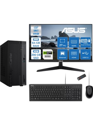 Asus Expertcenter D501MER  Intel® Core™ İ7-14700 64GB Ddr5 256GB SSD 8GB/RTX5050 Freedos +27" 120Hz Monitör Mini Tower Masaüstü Bilgisayar 27WD501MER27F21+ZETTAUSBBELLEK