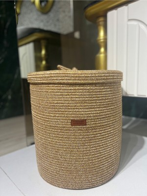 Doğal Jüt Hasır Kapaklı Çok Amaçlı Sepet 40X45
