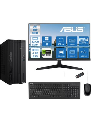 Asus Expertcenter D501MER  Intel® Core™ İ7-14700 32GB Ddr5 4tb SSD 4GB/GT1030  WIN11HOME +27" 120Hz Monitör Mini Tower Masaüstü Bilgisayar 27WD501MER21H15+ZETTAUSBBELLEK