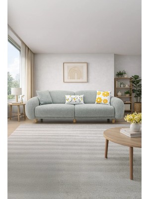 Rolivs Bonita Modüler Üçlü Koltuk - Aletsiz Kurulum - Bukle Kumaş Dumanlıdeniz