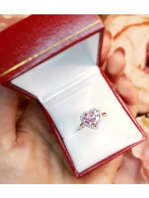  normal kutu'da çelik ayarlanabilir kalp yüzük ciddi ılişki yüzüğü (pembe taşi)