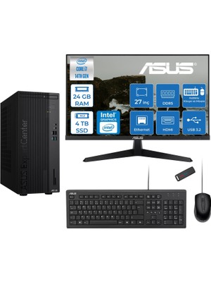 Asus Expertcenter D501MER  Intel® Core™ İ7-14700 24GB Ddr5 4tb SSD Intel® UHD Graphics 770 Freedos +27" 120Hz Monitör Mini Tower Masaüstü Bilgisayar 27WD501MERF10+ZETTAUSBBELLEK