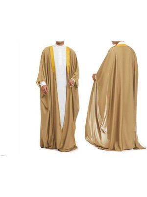 AGM Erkekler Bisht Abaya ,  Müslüman Thobe Jubba Elbise ,saten Nakışlı Kaftan , Islami Giyim Erkek Elbisesi