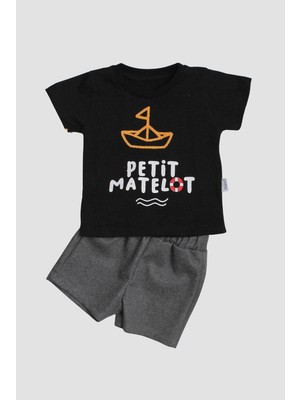 Chicsy Baby Yelken Nakışlı  Petit Matelot Yazılı 2\'li Tişört Alt Üst Takım