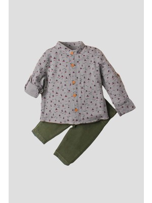 Chicsy Baby Yelken Desenli Müslin Gömlekli 2\'li Alt Üst Takım